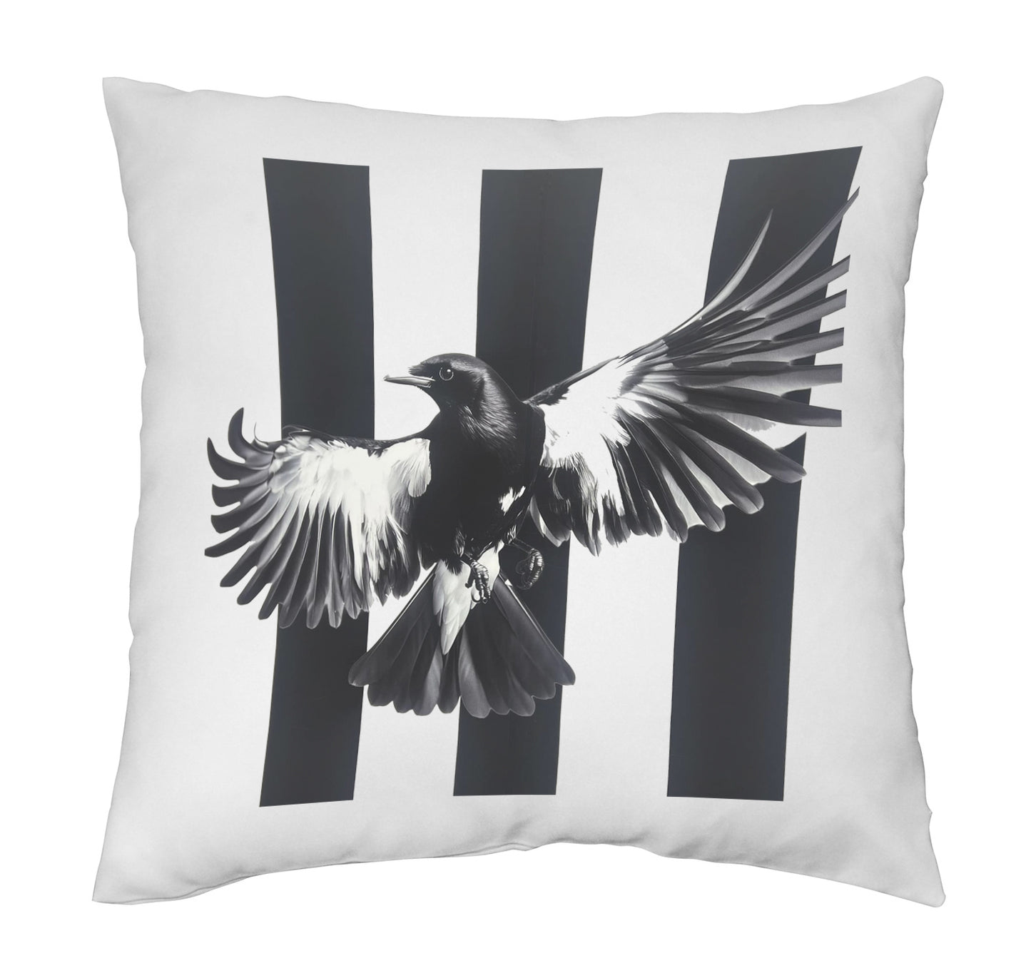 Black and White Themed Magpie Cushion Cover with Pad