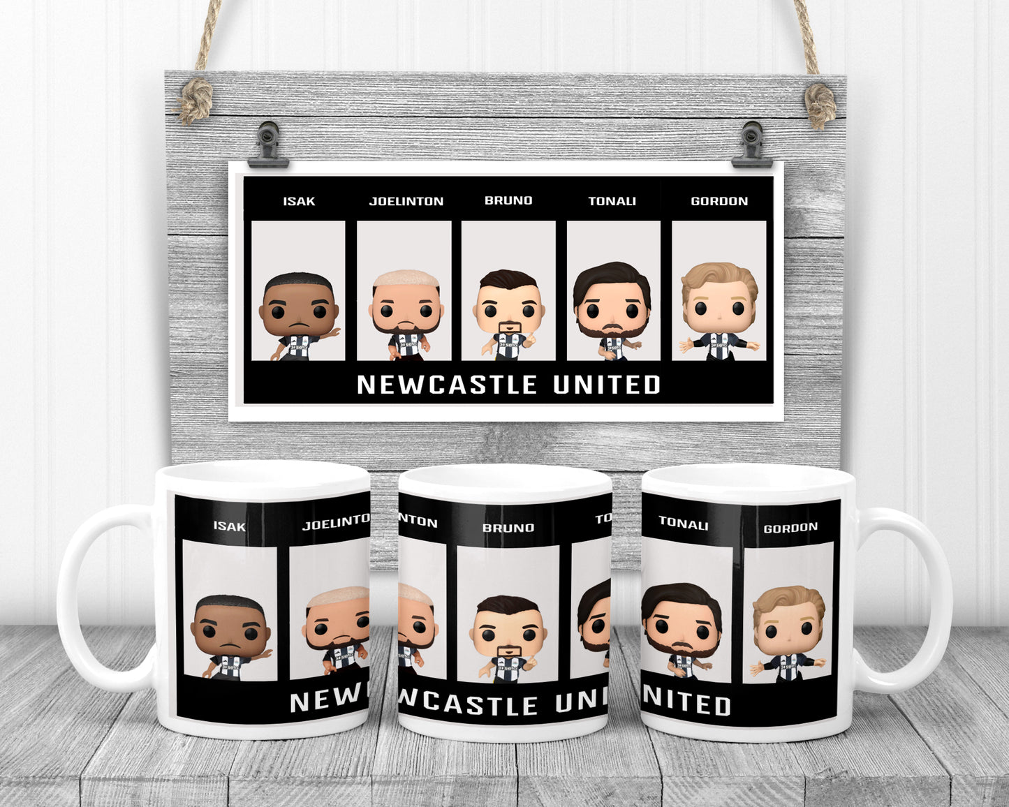 The Toon's Magic 5 Pop Style, Isak, Joelinton, Bruno, Tonali and Gordon Mug
