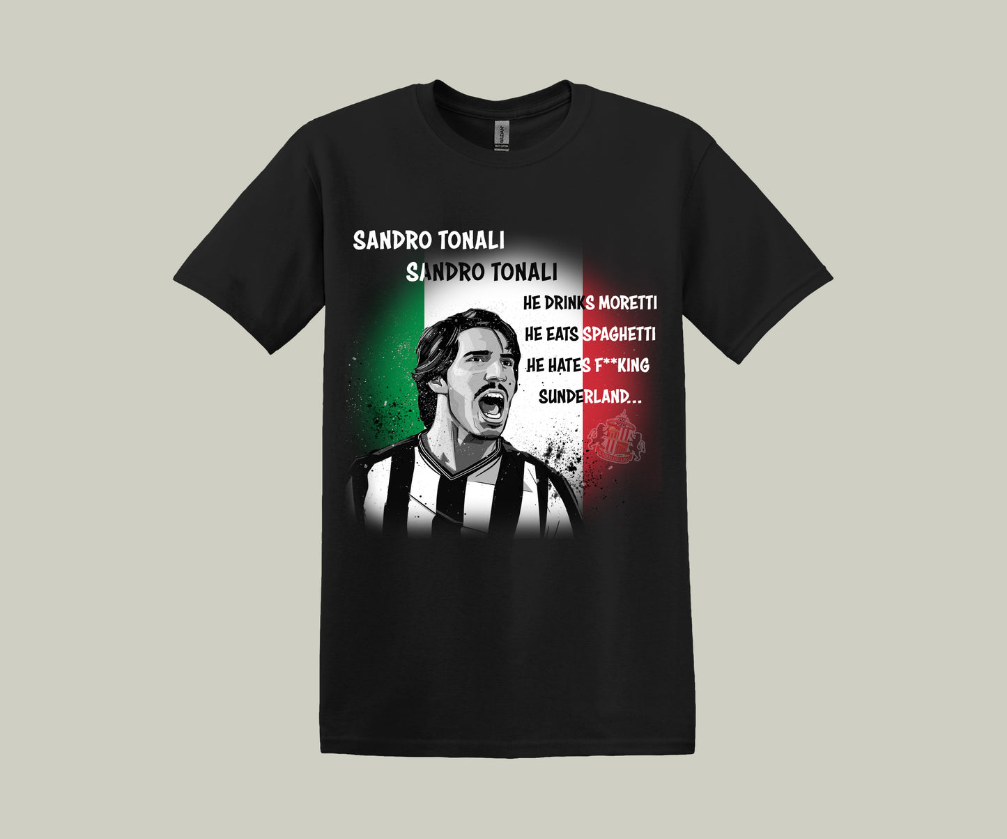 Sandro Tonali Funny Chant Printed Black T-Shirt