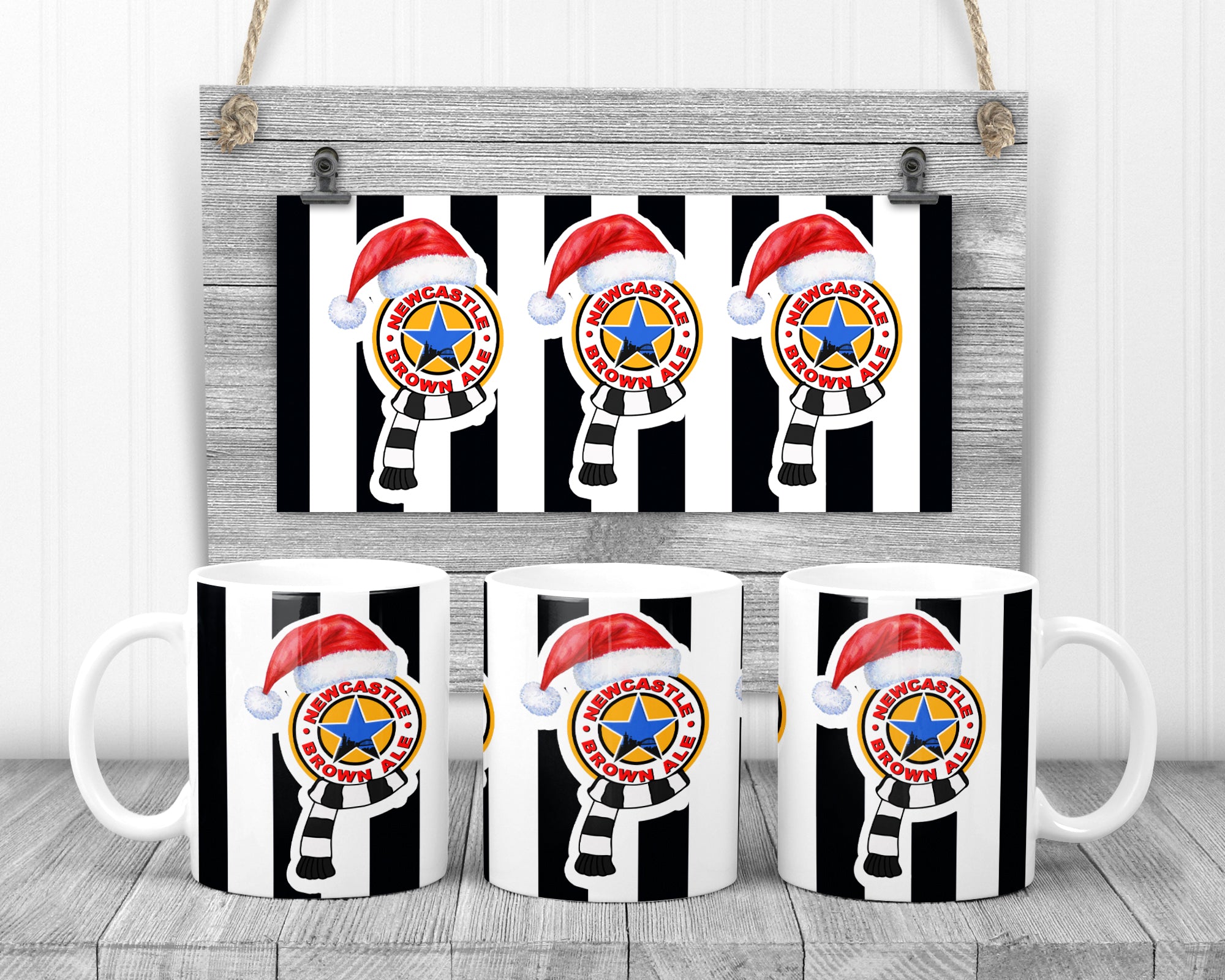 Newcastle Broon' Ale Christmas Theme Mug, 11oz Ceramic Cup, Classic Geordie/Football Gift