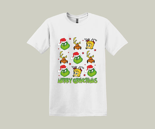 Merry Grinchmas, Grinch Characters, It's Christmas Funny Printed Novelty T-Shirt