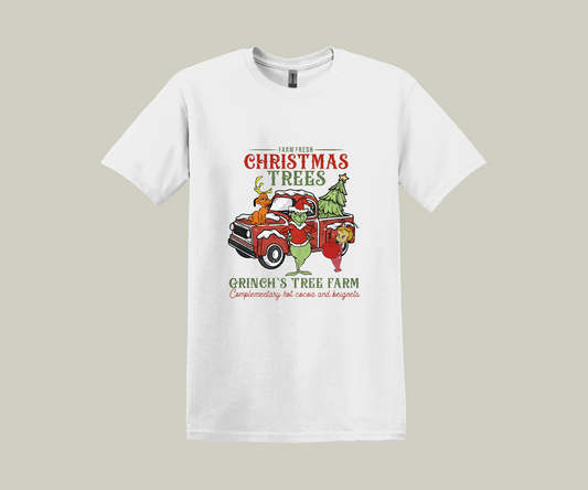 Grinch Christmas Tree Farm, It's Christmas Funny Printed Novelty T-Shirt