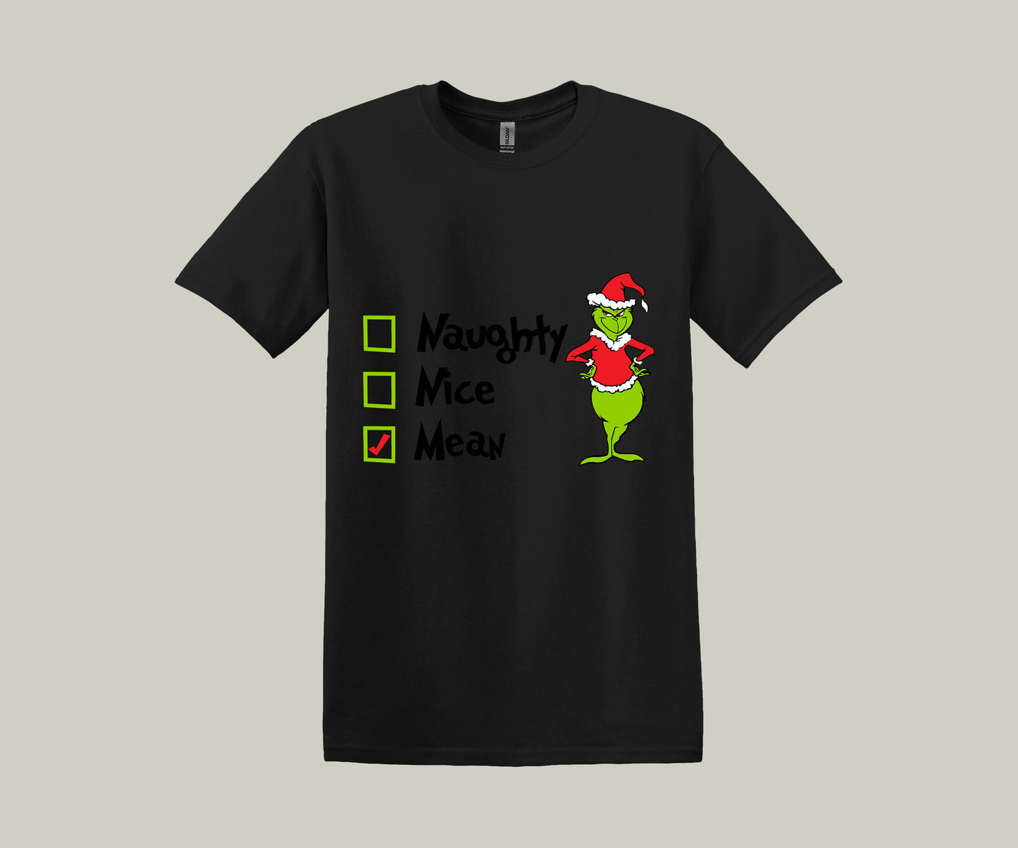 The Grinch Naughty, Nice, Mean, Christmas Funny Printed Novelty T-Shirt