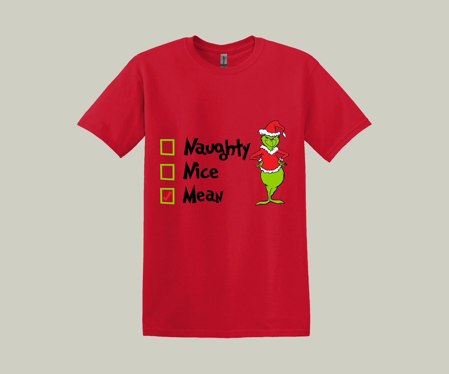 The Grinch Naughty, Nice, Mean, Christmas Funny Printed Novelty T-Shirt