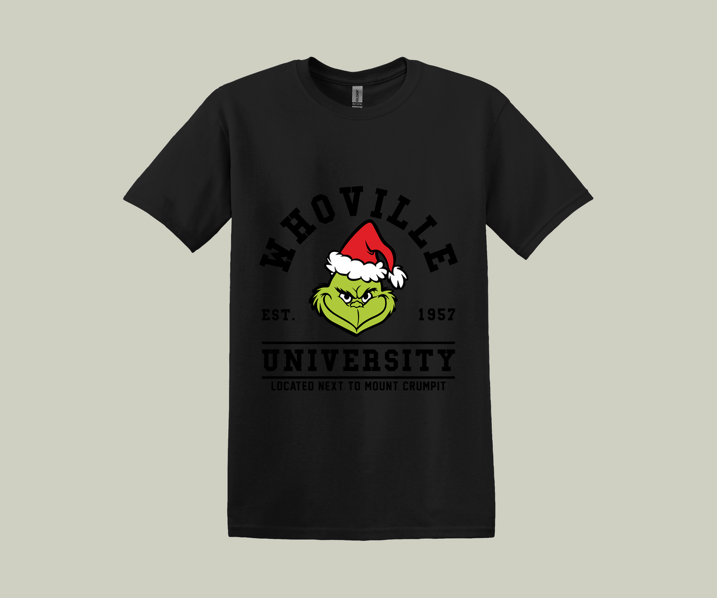 The Grinch Whoville College Style, Christmas Funny Printed Novelty T-Shirt