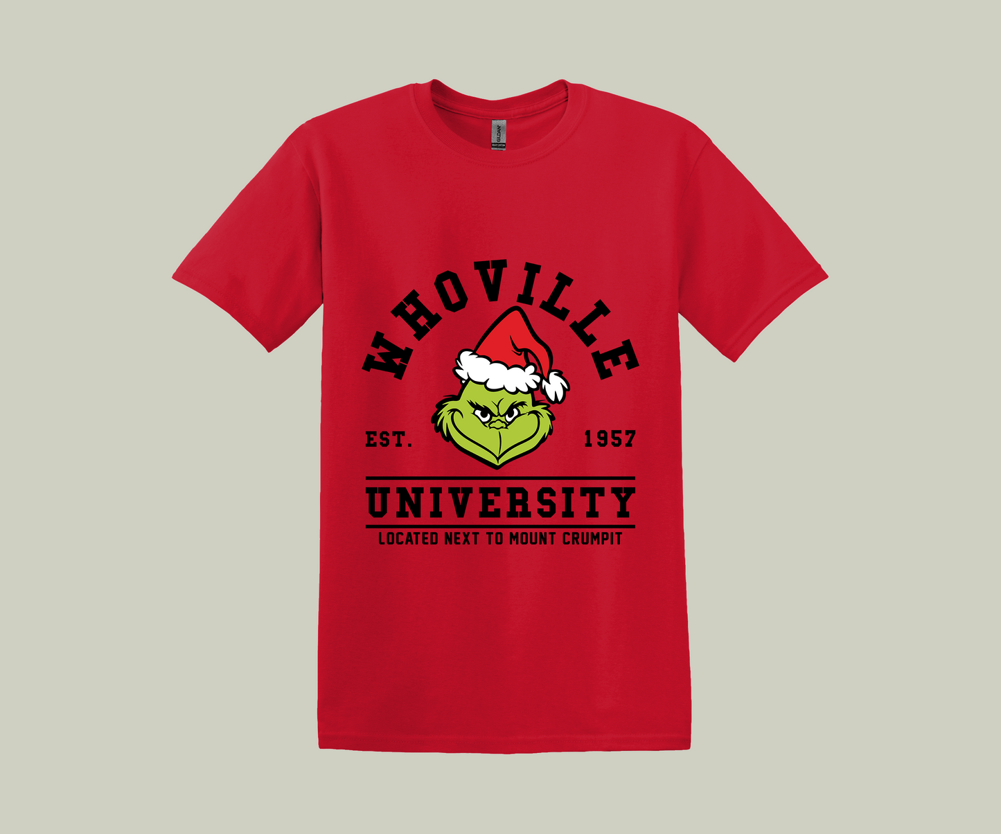 The Grinch Whoville College Style, Christmas Funny Printed Novelty T-Shirt