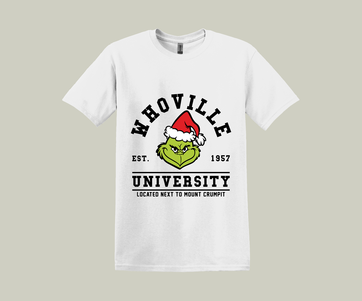 The Grinch Whoville College Style, Christmas Funny Printed Novelty T-Shirt