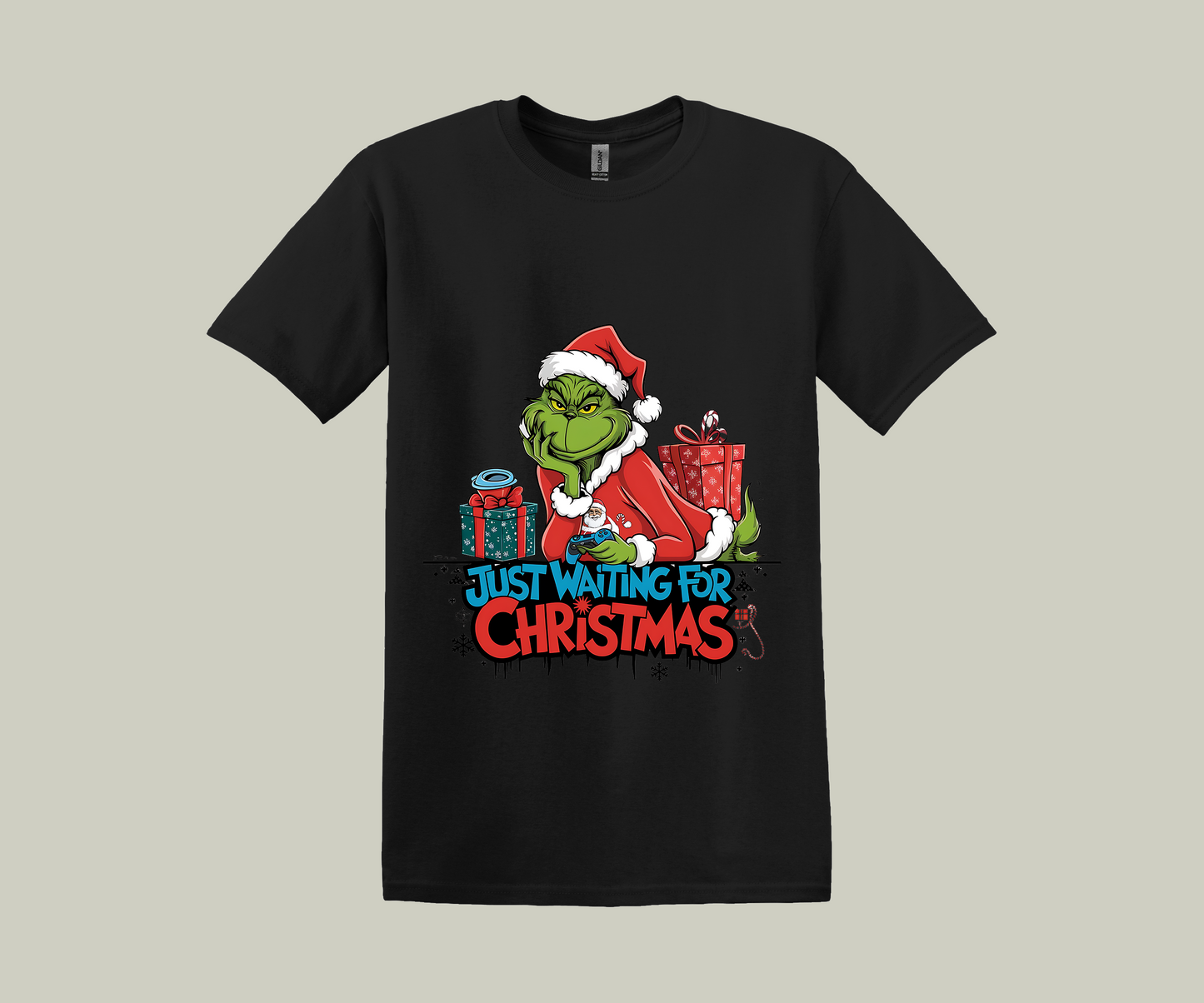 The Grinch Just Waiting For Christmas, Christmas Funny Printed Novelty T-Shirt