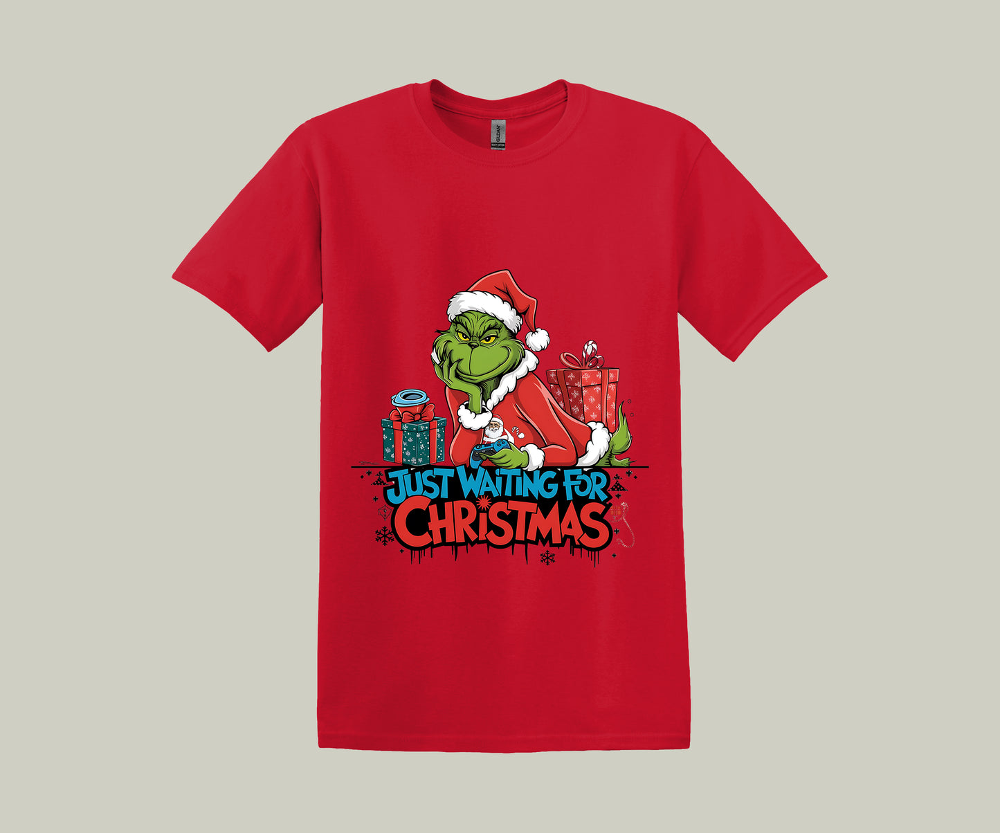 The Grinch Just Waiting For Christmas, Christmas Funny Printed Novelty T-Shirt