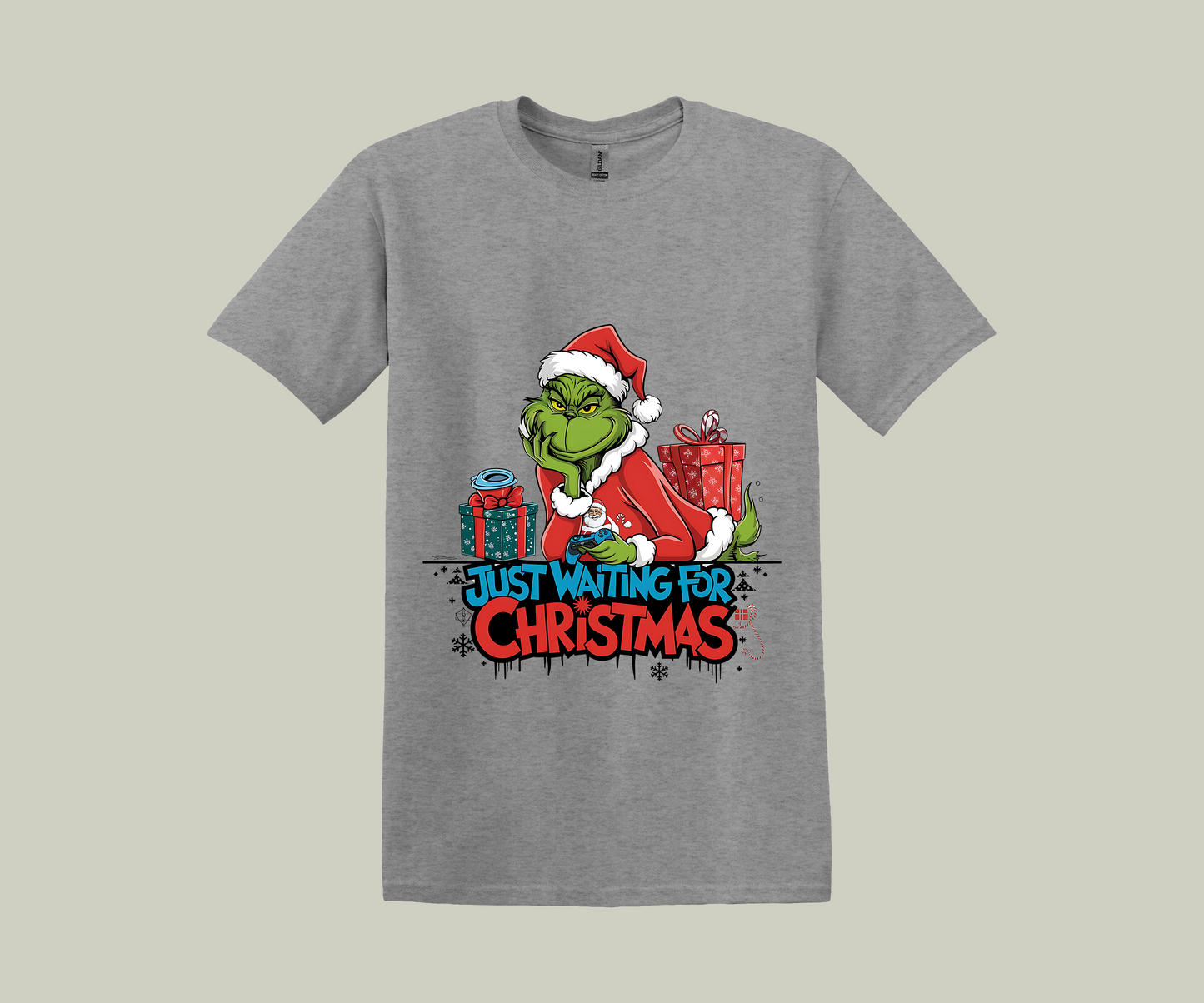 The Grinch Just Waiting For Christmas, Christmas Funny Printed Novelty T-Shirt