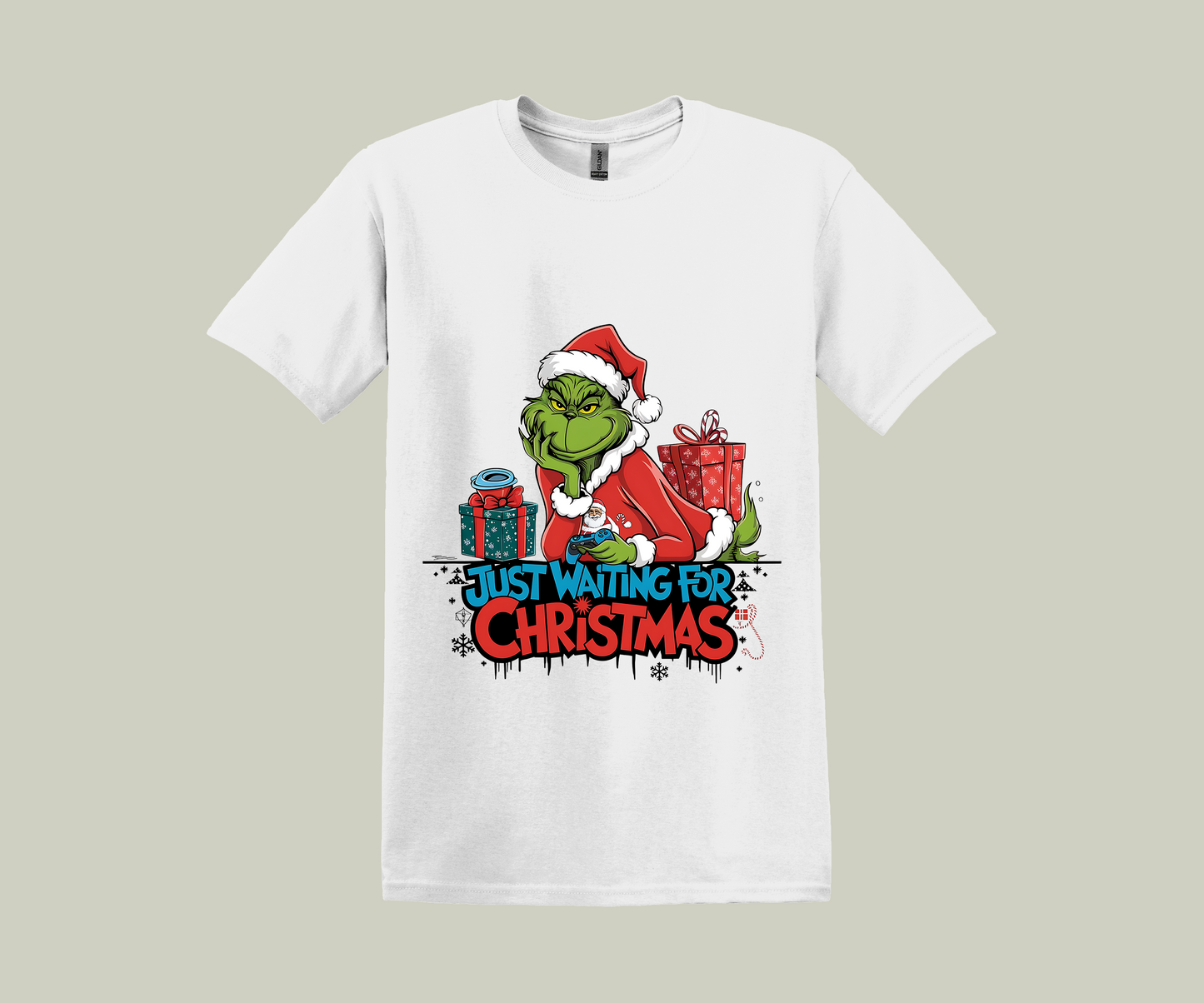 The Grinch Just Waiting For Christmas, Christmas Funny Printed Novelty T-Shirt