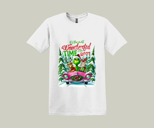 The Grinch Characters, It's The Most Wonderful Time Of The Year, Christmas Funny Printed Novelty T-Shirt