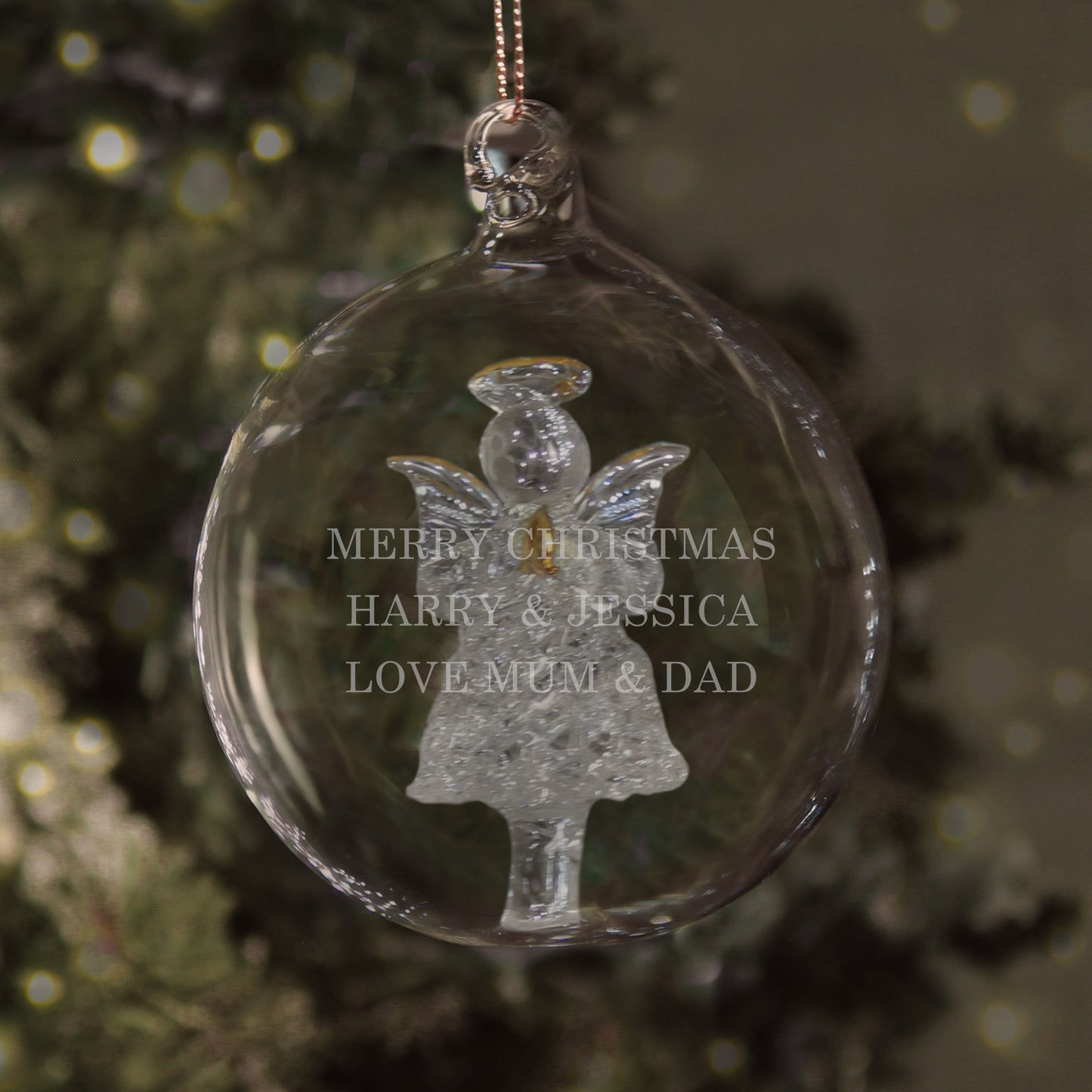 Personalised Glass Christmas Angel Bauble