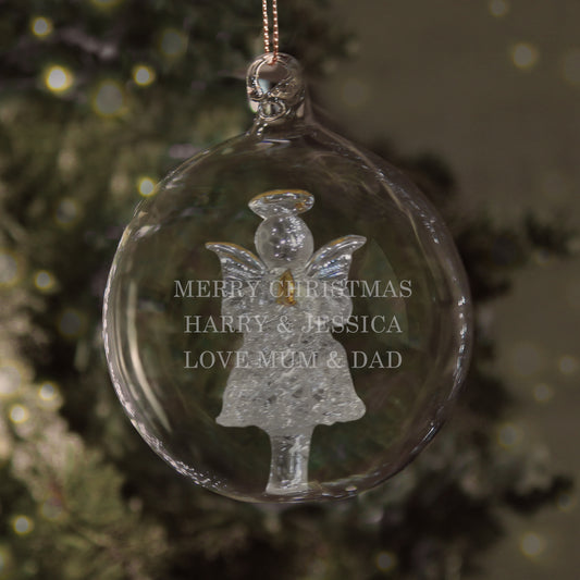 Personalised Glass Christmas Angel Bauble