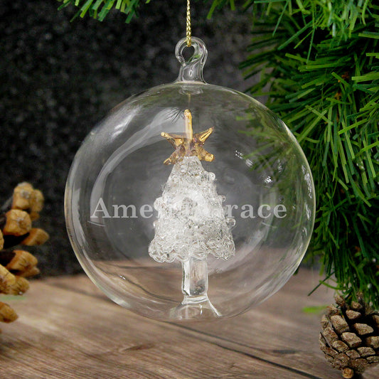 Personalised Name Only Christmas Tree Glass Bauble