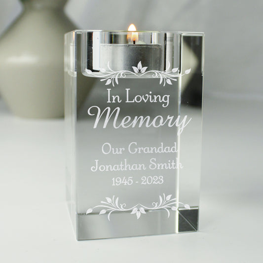 Personalised Sentiments Glass Tea Light Holder