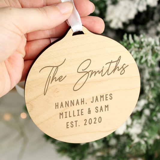 Personalised Free Text  Round Wooden Decoration