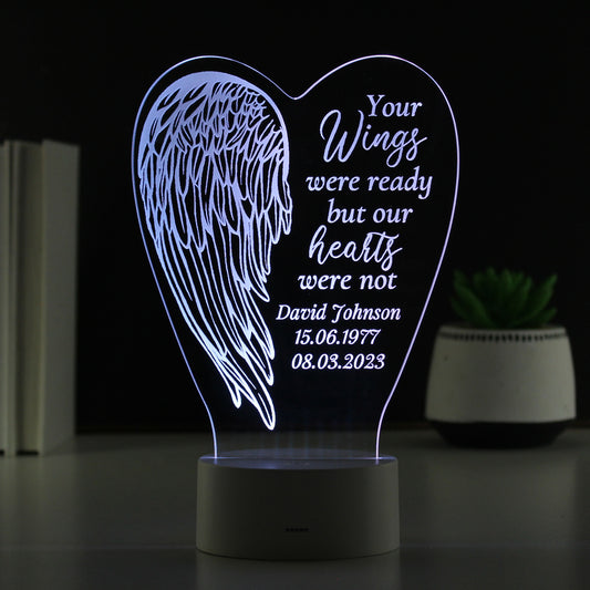 Personalised Angel Wings Memorial Colour Changing LED Light