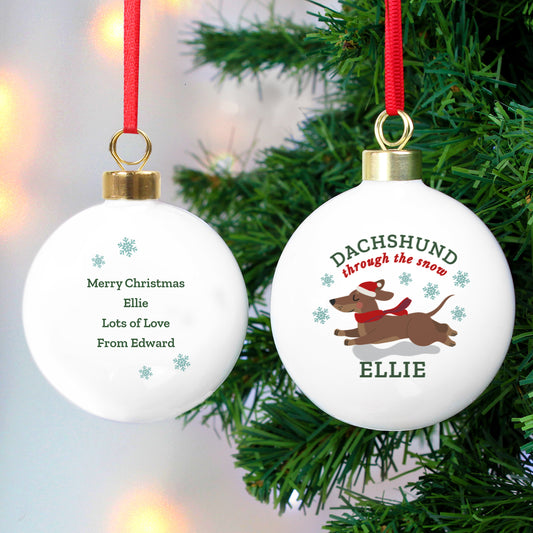 Personalised Dachshund Through... Bauble