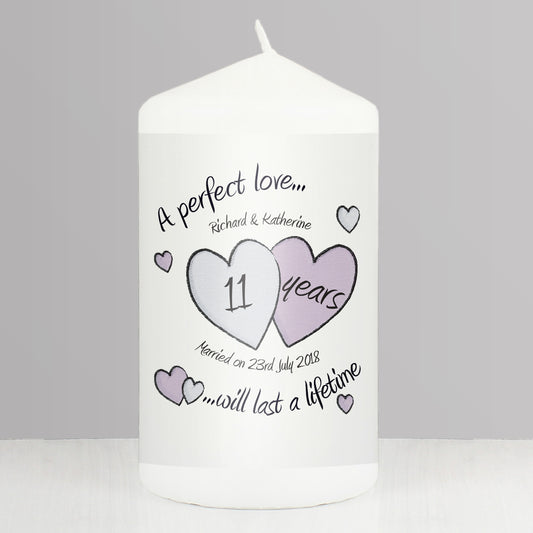 Personalised A Perfect Love Anniversary Pillar Candle