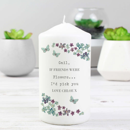 Personalised Forget me not Pillar Candle