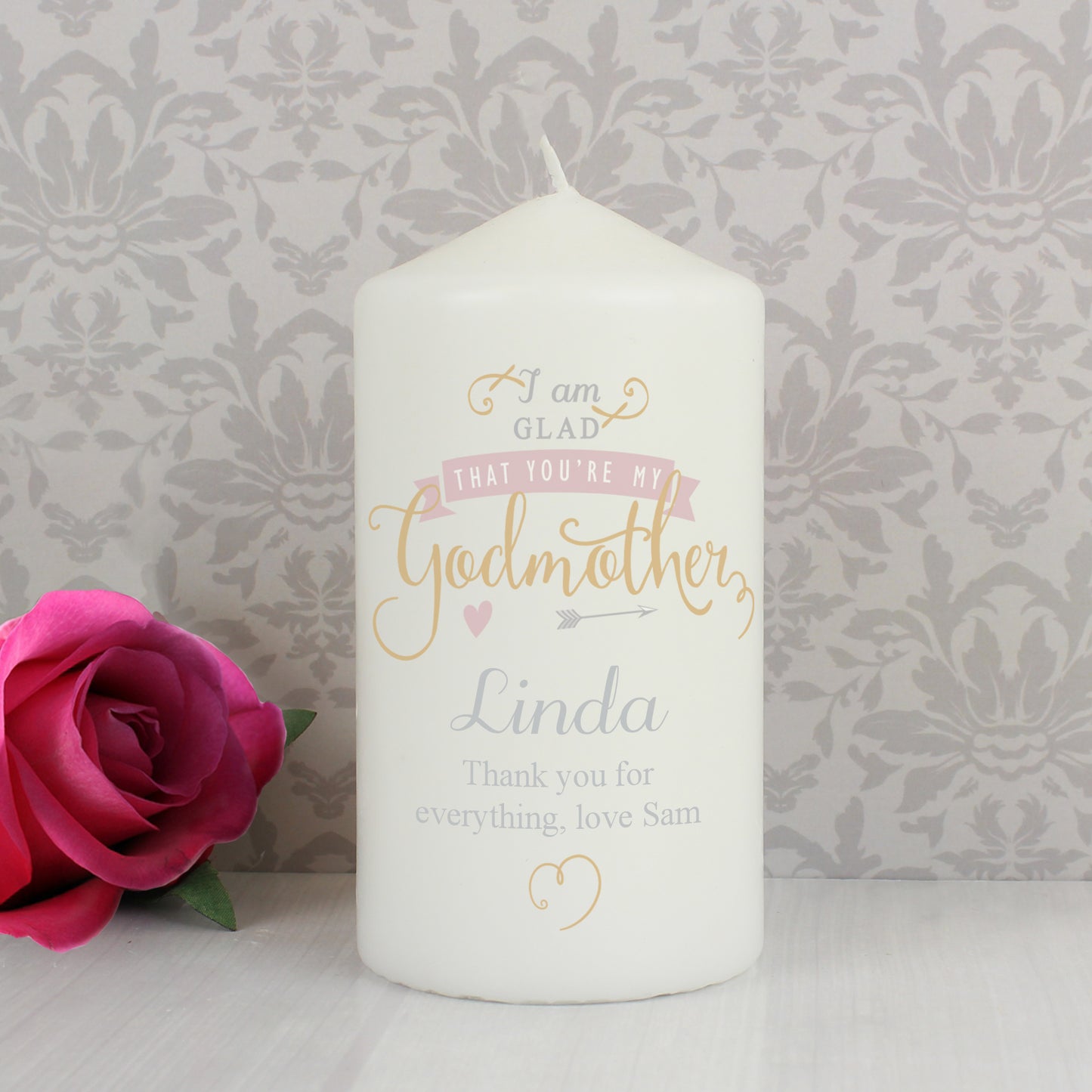 Personalised I Am Glad... Godmother Pillar Candle