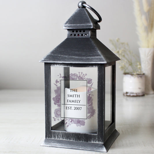 Personalised Soft Watercolour Rustic Black Lantern