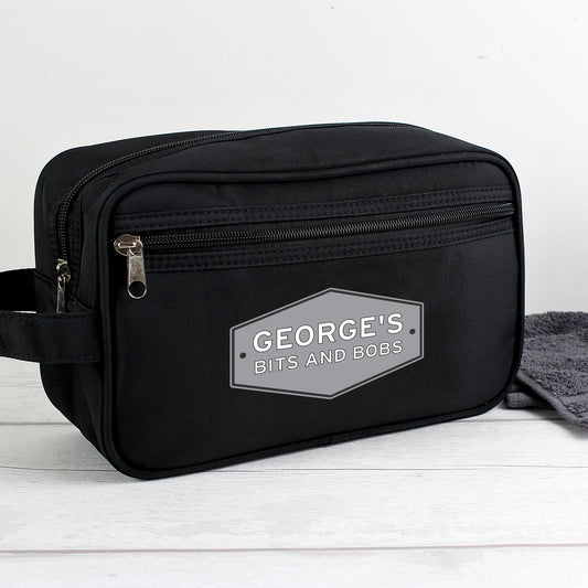 Personalised Plaque Black Toiletry Bag