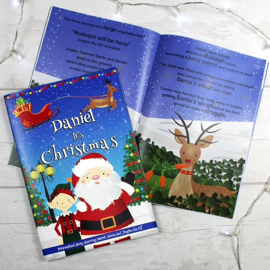 Personalised Boys ""It's Christmas"" Story Book, Featuring Santa and his Elf Jingles