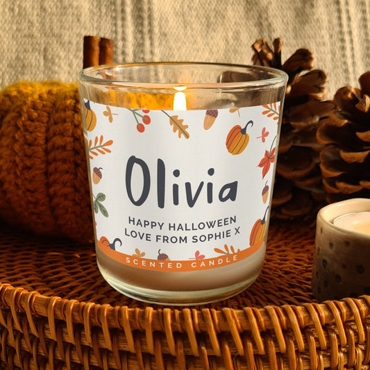 Personalised Pumpkin Border Scented Jar Candle