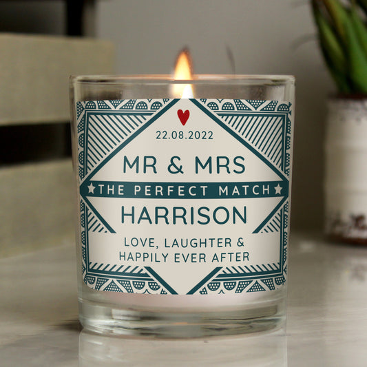 Personalised The Perfect Match Scented Jar Candle