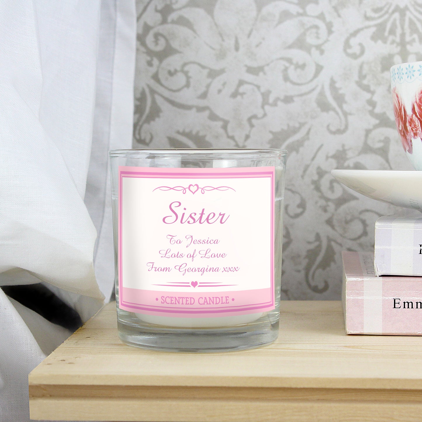 Personalised Pink Elegant Scented Jar Candle