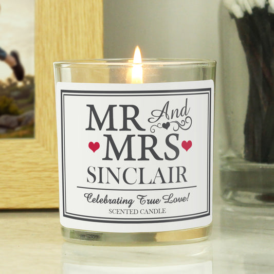 Personalised Mr & Mrs Scented Jar Candle