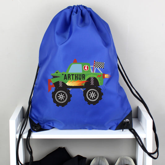 Personalised Monster Truck Blue Kit Bag