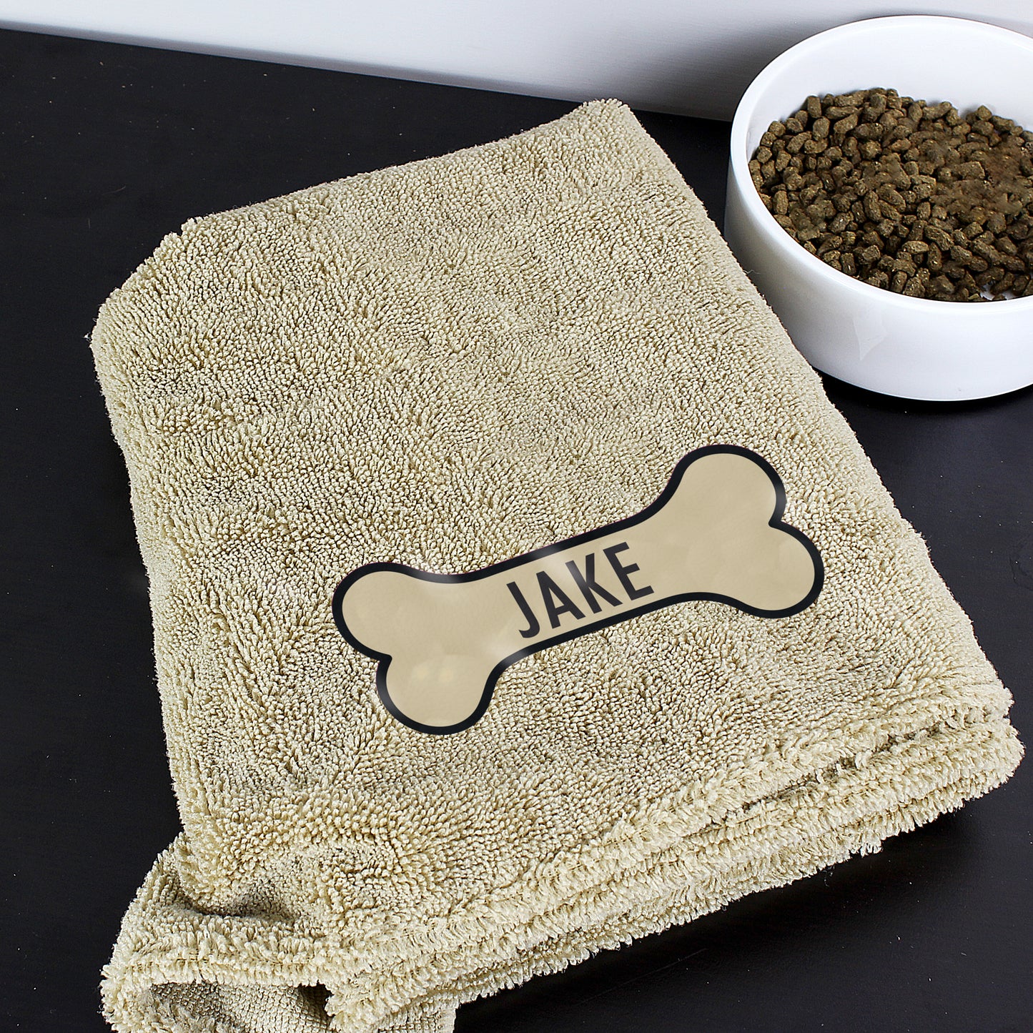 Personalised Bone Brown Microfibre Pet Towel