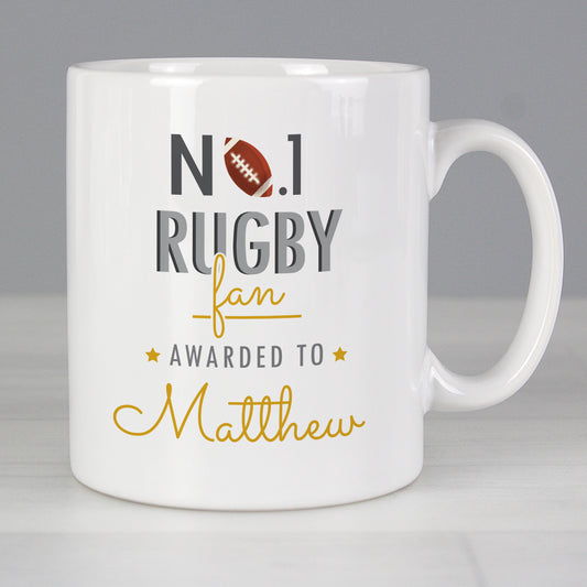 Personalised No.1 Rugby Fan Mug