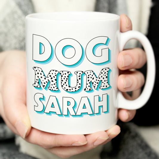 Personalised Dog Mum Blue Spots Mug