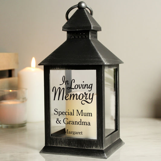 Personalised In Loving Memory Rustic Black Lantern