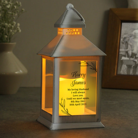 Personalised Memorial White Lantern