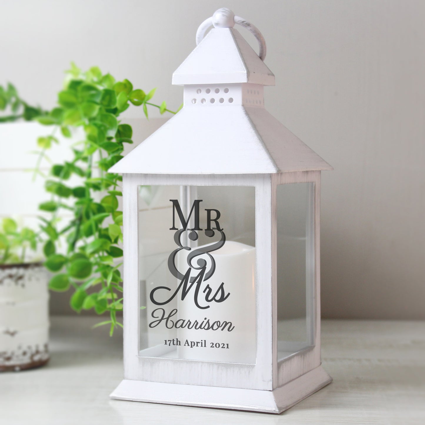 Personalised Mr & Mrs White Lantern