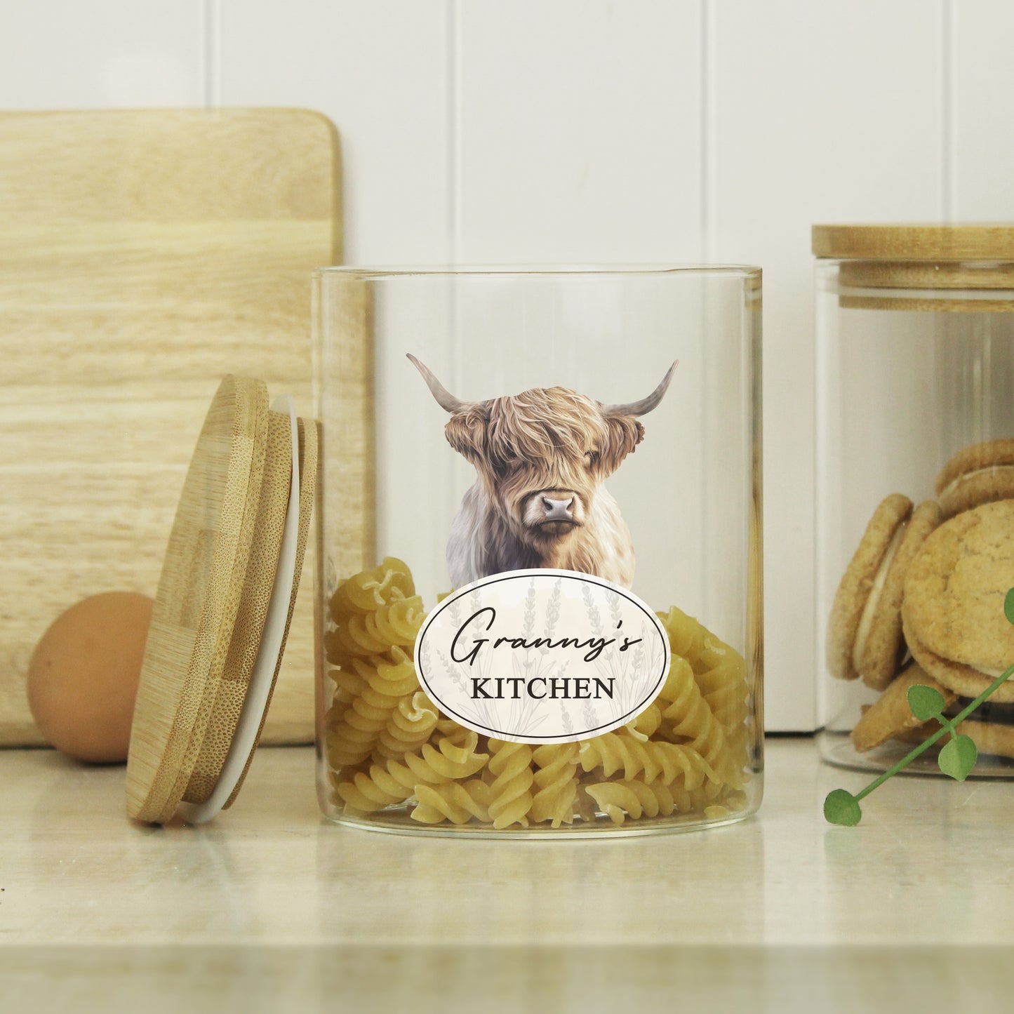 Personalised Highland Cow Glass Jar