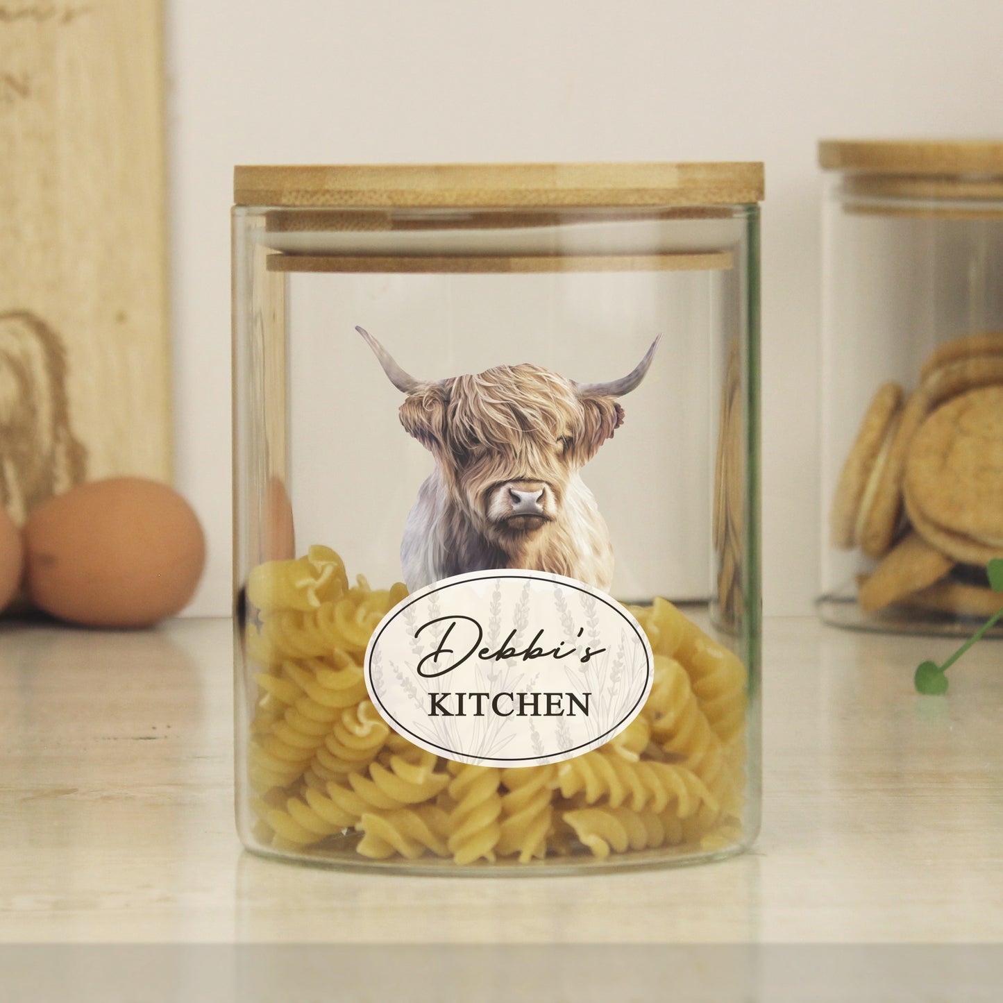 Personalised Highland Cow Glass Jar