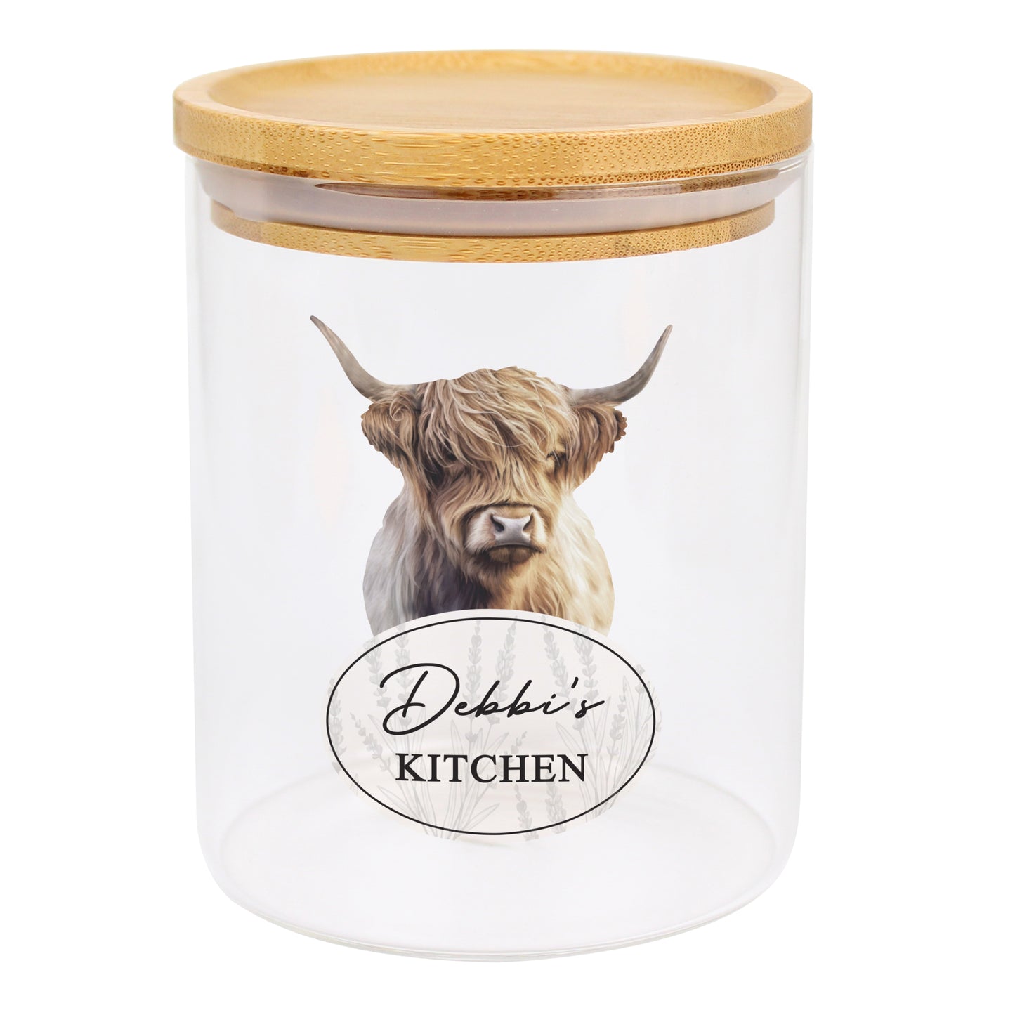 Personalised Highland Cow Glass Jar