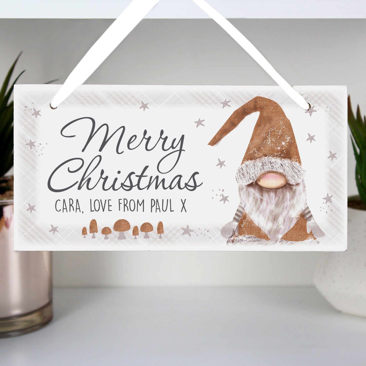 Personalised Christmas Gonk Wooden Sign