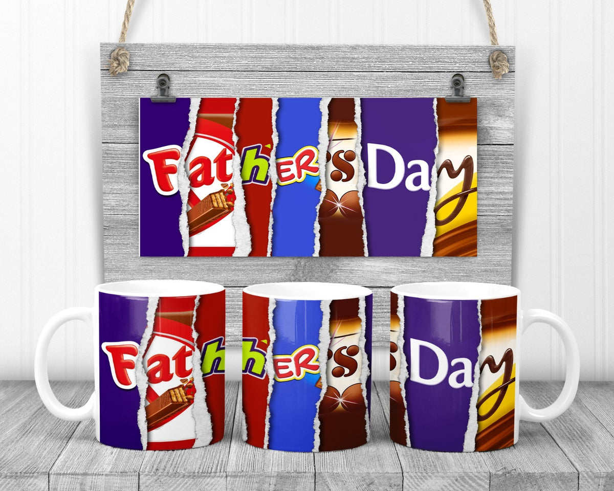 Fathers Day Sweet Wrapper Mug, 11oz Ceramic Cup, Cute Gift
