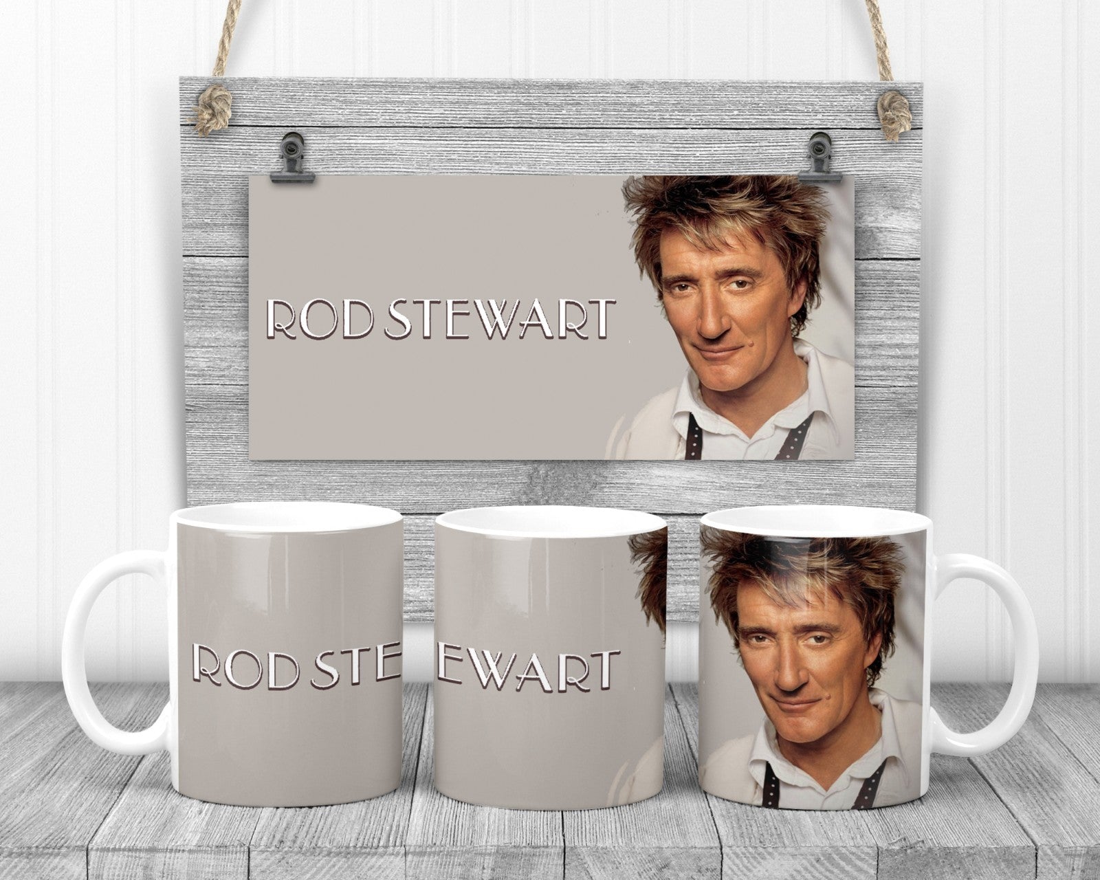 Rod Stewart Mug, 11oz Ceramic Cup, Music Fan Gift,