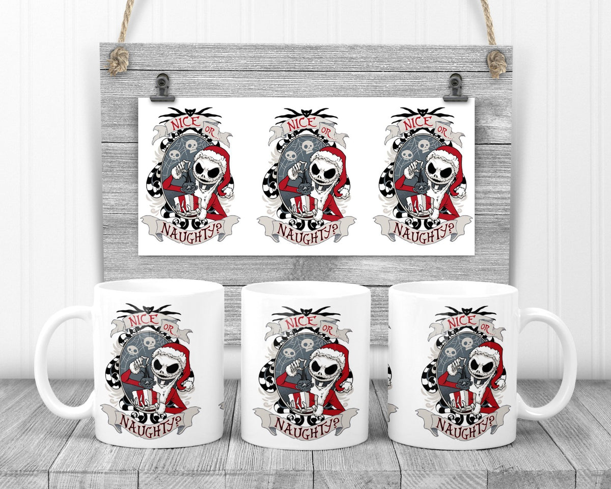 Nice or Naughty Nightmare Before Christmas Mug, 11oz Ceramic Cup, Fan Gift,
