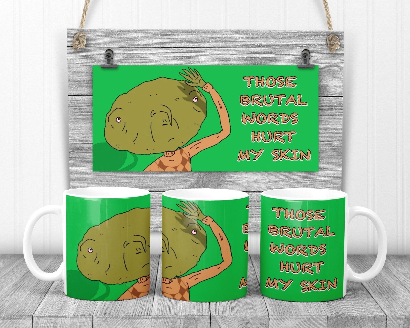 Clarence Those Words Hurt My Skin Mug, 11oz Ceramic Cup, Big les Show Fan Gift,