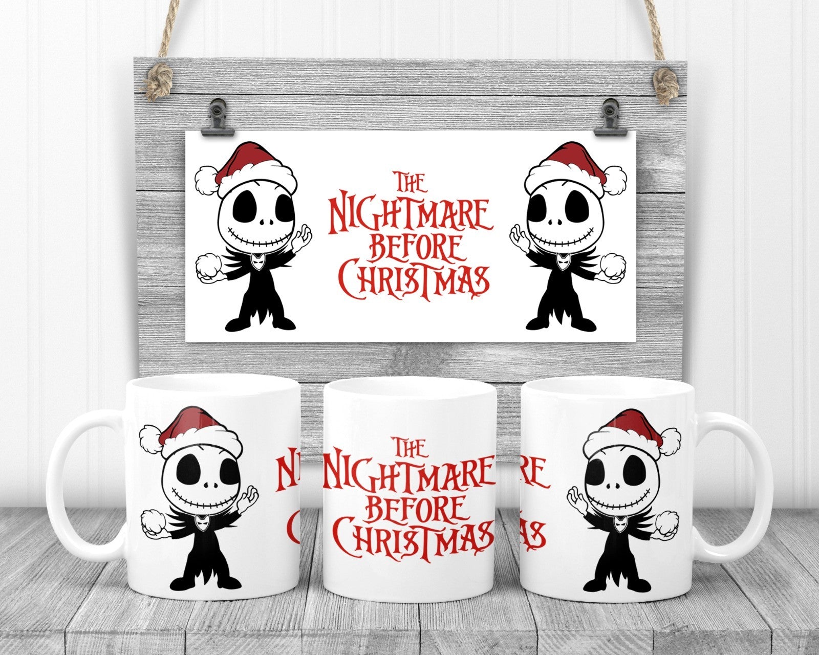 Baby Jack Wearing Santa Hat Mug, 11oz Ceramic Cup, Movie Fan Gift,