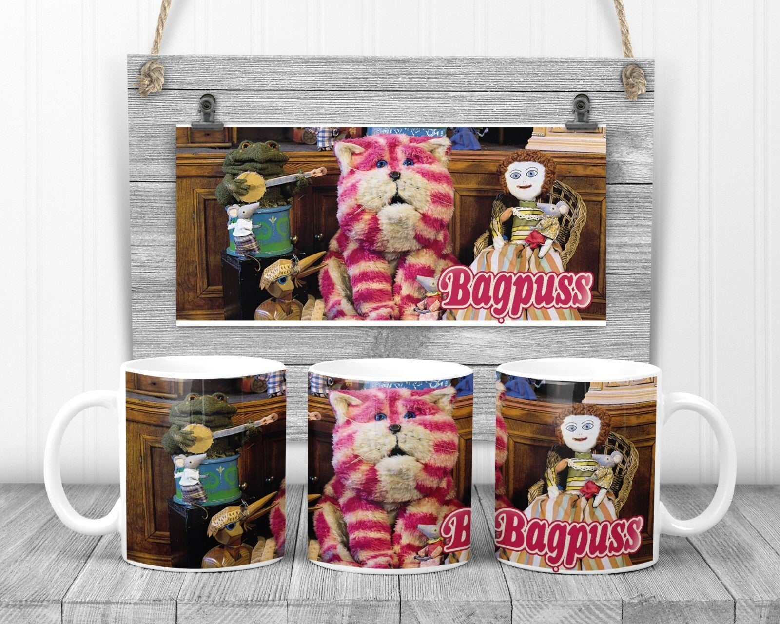 Bagpuss Mug, 11oz Ceramic Cup, Classic Kids TV Gift,